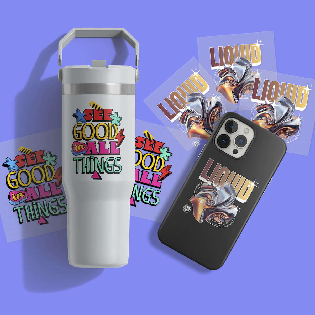 UV DTF decals on drinkware